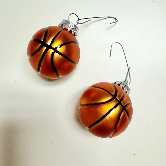 Small Metallic Basketball Christmas Ornaments – Set of 2 - Picture 1 of 1